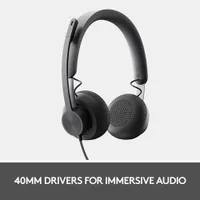 Logitech Zone 750 Wired Noise-Cancelling On-Ear Headset - Graphite