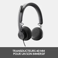 Logitech Zone 750 Wired Noise-Cancelling On-Ear Headset - Graphite