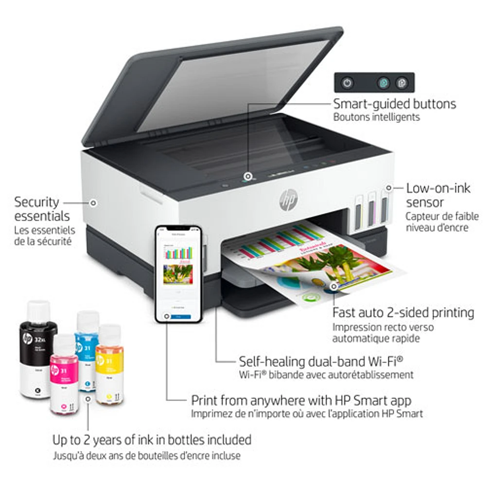 Imprimante à jet d'encre tout-en-un sans fil Supertank Smart Tank 6001 de HP - Jusqu'à 2 ans d'encre inclus*