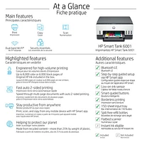 Imprimante à jet d'encre tout-en-un sans fil Supertank Smart Tank 6001 de HP - Jusqu'à 2 ans d'encre inclus*