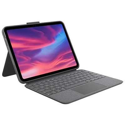 Étui-clavier Combo Touch avec pavé tactile et clavier résistant aux éclaboussures de Logitech pour iPad (10e génération et puce A16) - Gris Oxford