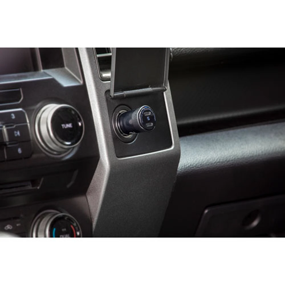 Chargeur pour l'auto 60 W à deux ports USB PowerVolt de Scosche - Noir