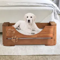 Lit en bois avec empreinte de patte de Bowser & Meowser