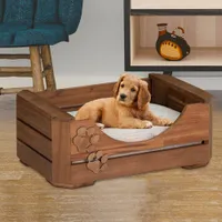 Lit en bois avec empreinte de patte de Bowser & Meowser