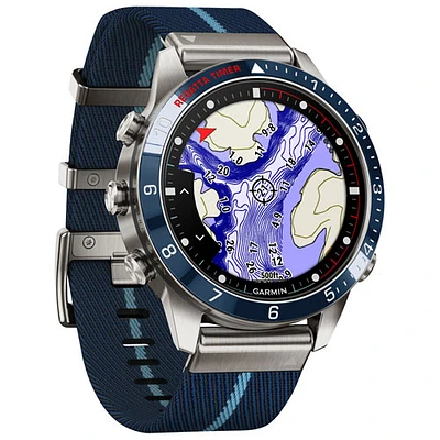 Montre intelligente nautique Bluetooth de 46 mm MARQ Captain Gen 2 de Garmin - Bleu marine