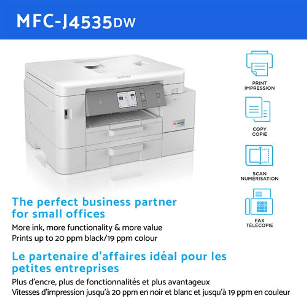 Imprimante à jet d'encre tout-en-un sans fil INKvestment Tank de Brother (MFC-J4535DW)