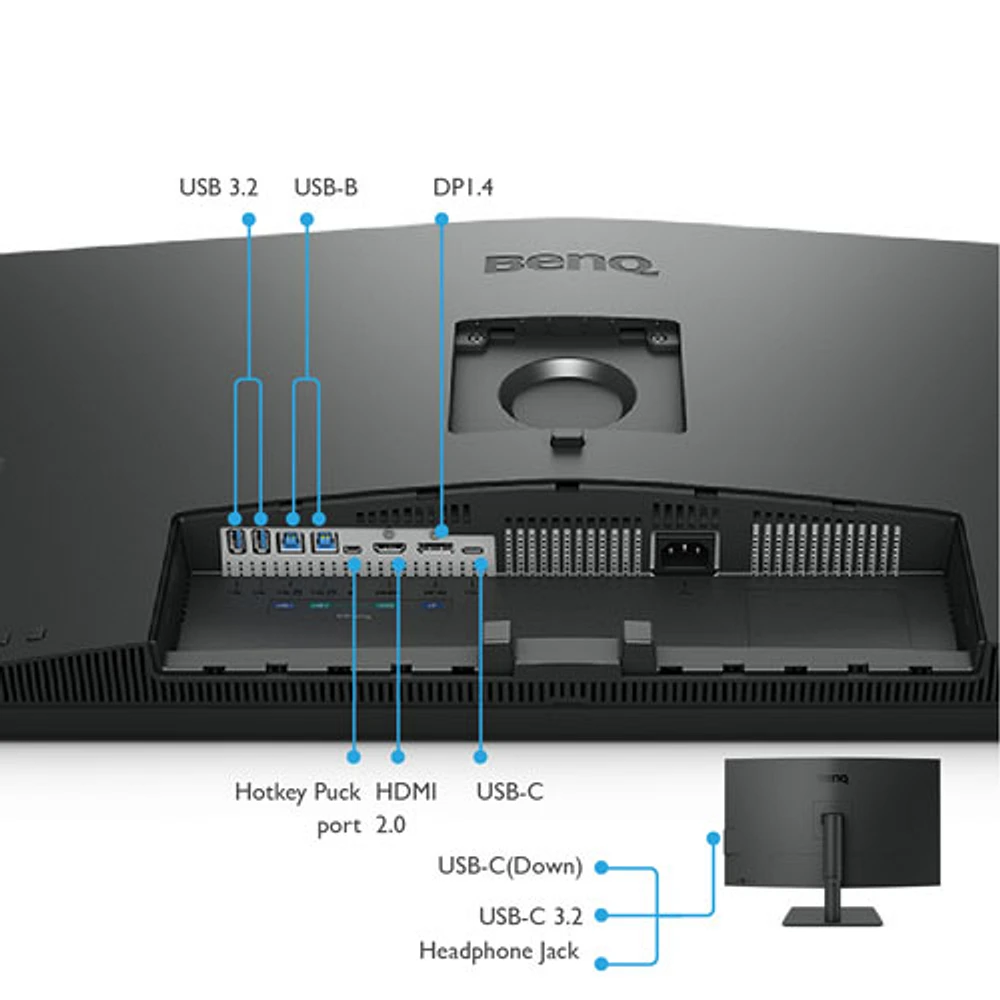 Moniteur DEL IPS Ultra HD 4K 60 Hz de 31,5 po DesignVue de BenQ avec temps de réponse de 5 ms gris à gris (PD3205U)