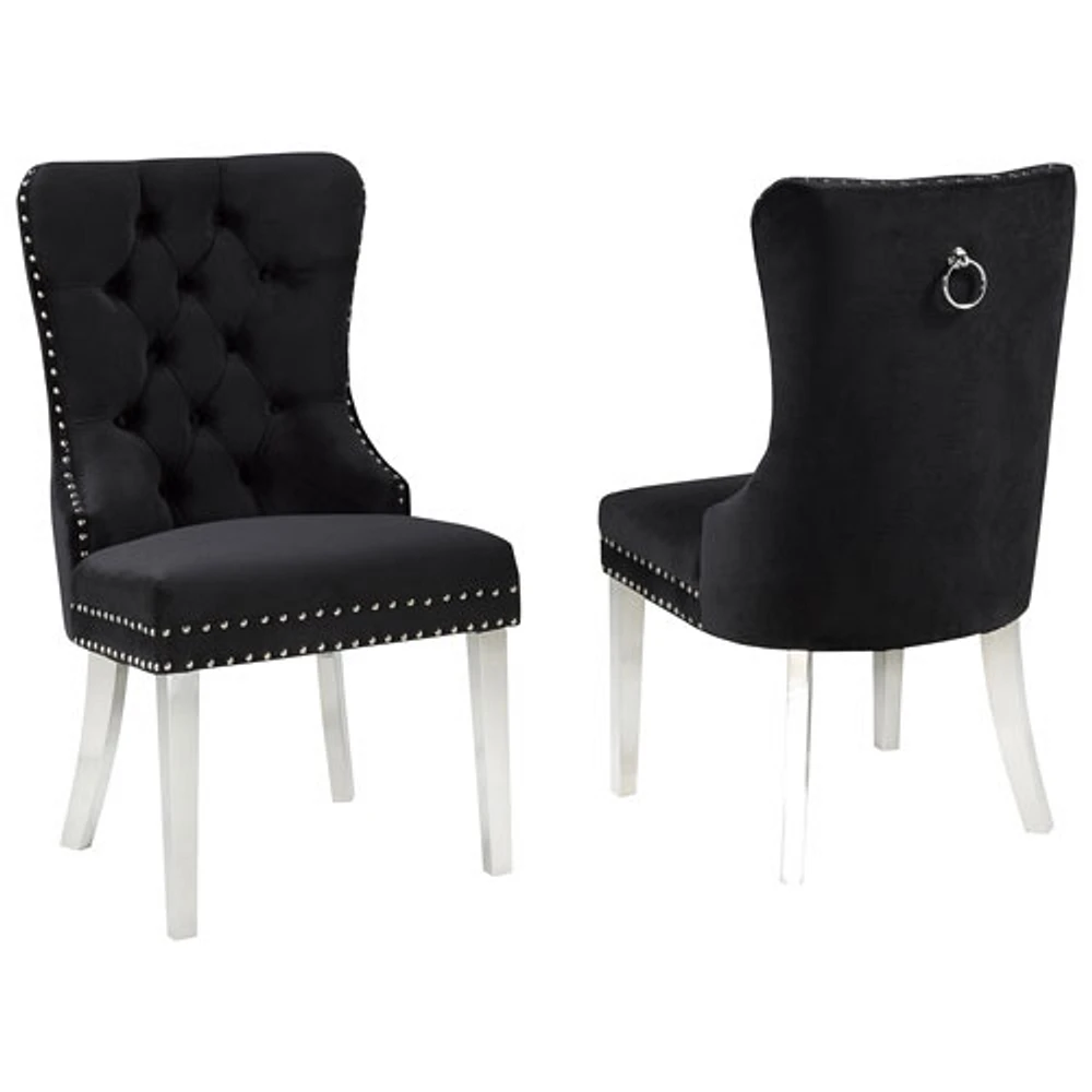 Brassex Julian Contemporary Fabric Tufted Accent Chair - Set of 2 - Black