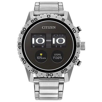 Citizen CZ Smart PQ2 Sport 45mm Smartwatch with Heart Rate Monitor - Silver-Tone Bracelet