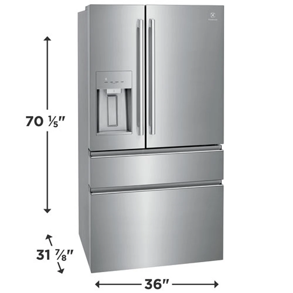 Réfrigérateur à deux portes 21,4 pi³ 36 po avec distributeur d'eau et de glaçons d'Electrolux (ERMC2295AS) - Inox