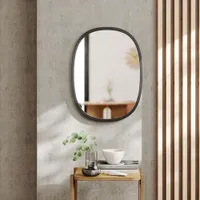 Hub 18" x 24" Oval Wall Mirror - Black