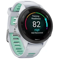 Montre intelligente Bluetooth de 42 mm Forerunner 265S de Garmin pour la course - Blanc/Neo Tropic