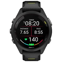 Montre intelligente Bluetooth de 42 mm Forerunner 265S de Garmin pour la course - Noir/Jaune vif