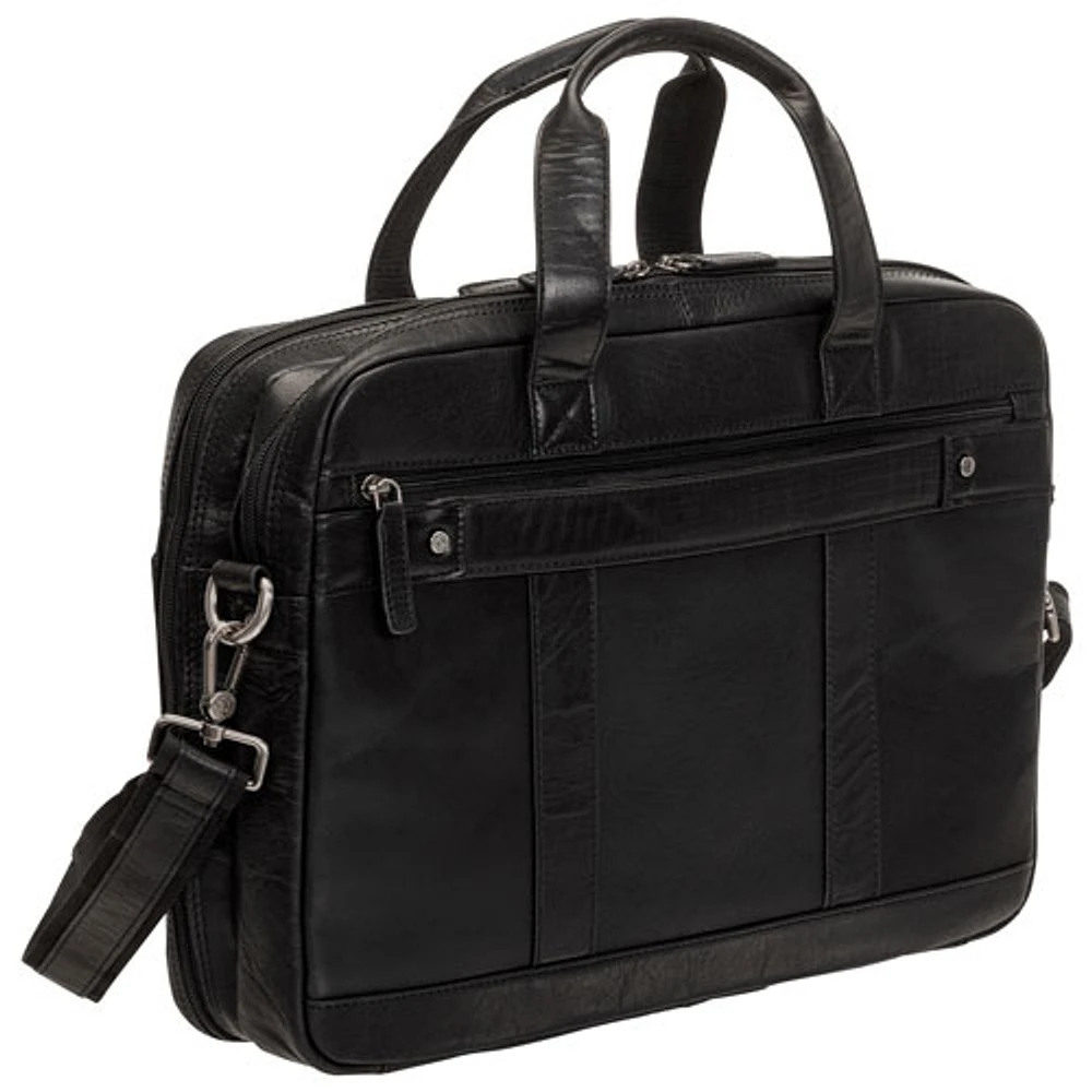Mallette à deux compartiments Buffalo de Mancini pour portable de 15,6 po - Noir