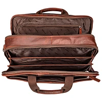Mancini Buffalo 15.6" Double-Compartment Top-Zipper Laptop Briefcase Bag - Brown