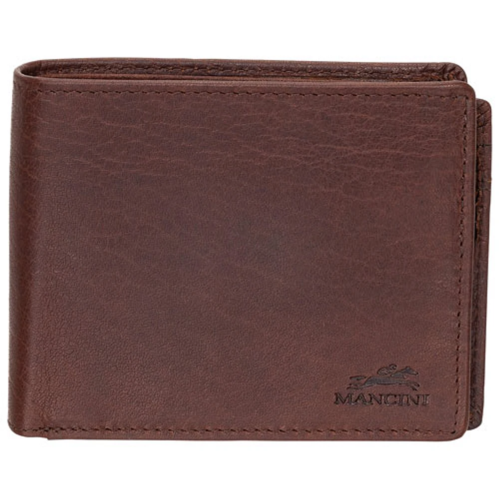 Portefeuille en cuir véritable RFID avec porte-monnaie à fermeture à glissière Buffalo de Mancini - Brun