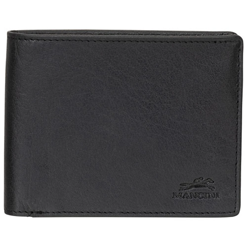 Portefeuille RFID à deux volets en cuir véritable Buffalo de Mancini - Noir