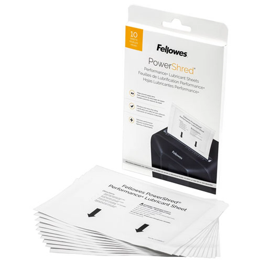 Feuilles de lubrifiant Performance+ de Fellowes - Paquet de 10