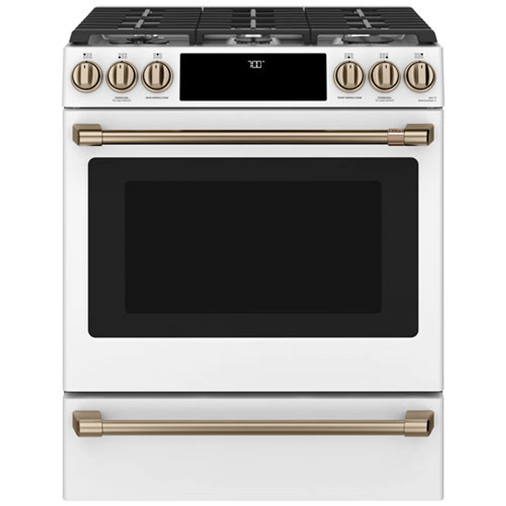 Open Box - Café 30" 5.6 Cu. Ft. 6-Burner Gas Range (CCGS700P4MW2) - Matte White - Perfect Condition