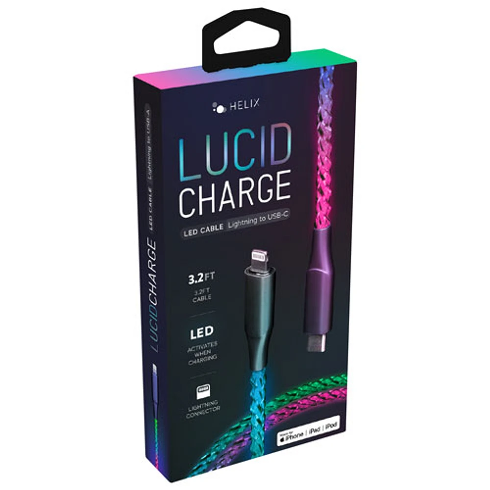 Helix Lucid LED 1m (3.2 ft.) Lightning to USB-C Charge/Sync Cable (ETHCLTLED)