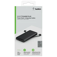 Belkin BoostCharge 10k mAh Power Bank with Lightning Cable & USB-C Cable - Black