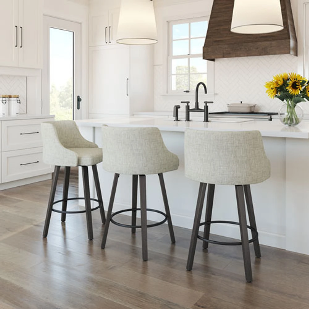 Tabouret de bar traditionnel à hauteur de comptoir Ramon - Beige/Brun-gris foncé