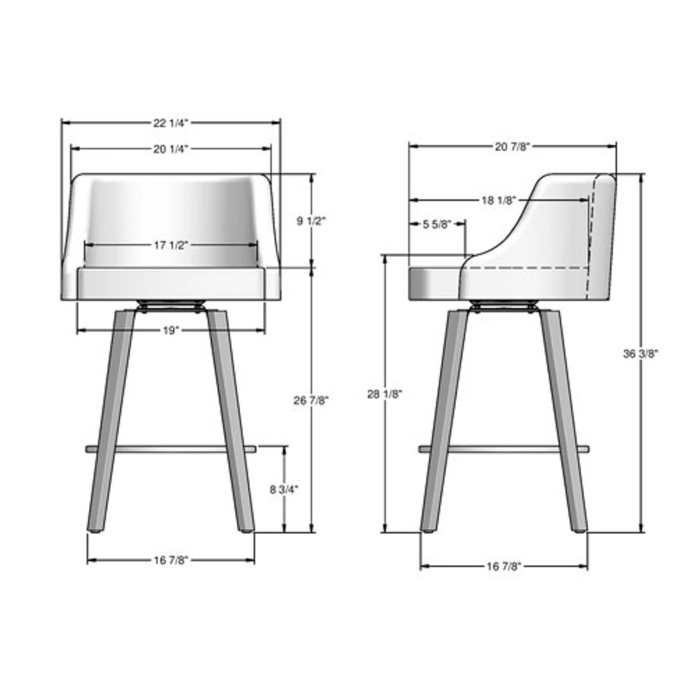 Tabouret de bar traditionnel à hauteur de comptoir Ramon - Beige/Brun-gris foncé