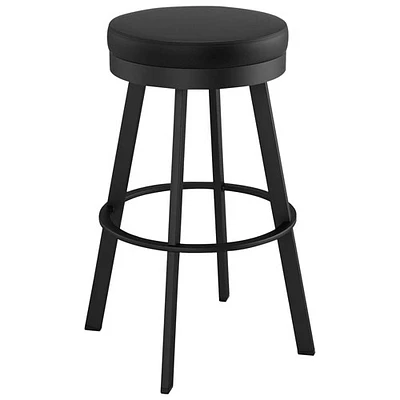 Tabouret de bar moderne en similicuir à hauteur de bar Swice - Noir/Noir