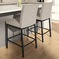 Tabouret de bar traditionnel à hauteur de comptoir Perry Plus - Crème/Noir