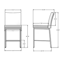 Tabouret de bar traditionnel à hauteur de comptoir Perry Plus - Crème/Noir