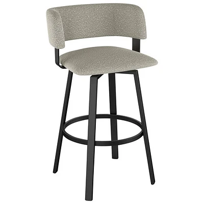 Tabouret de bar contemporain à hauteur de bar Stinson - Tissu bouclé gris beige/Noir
