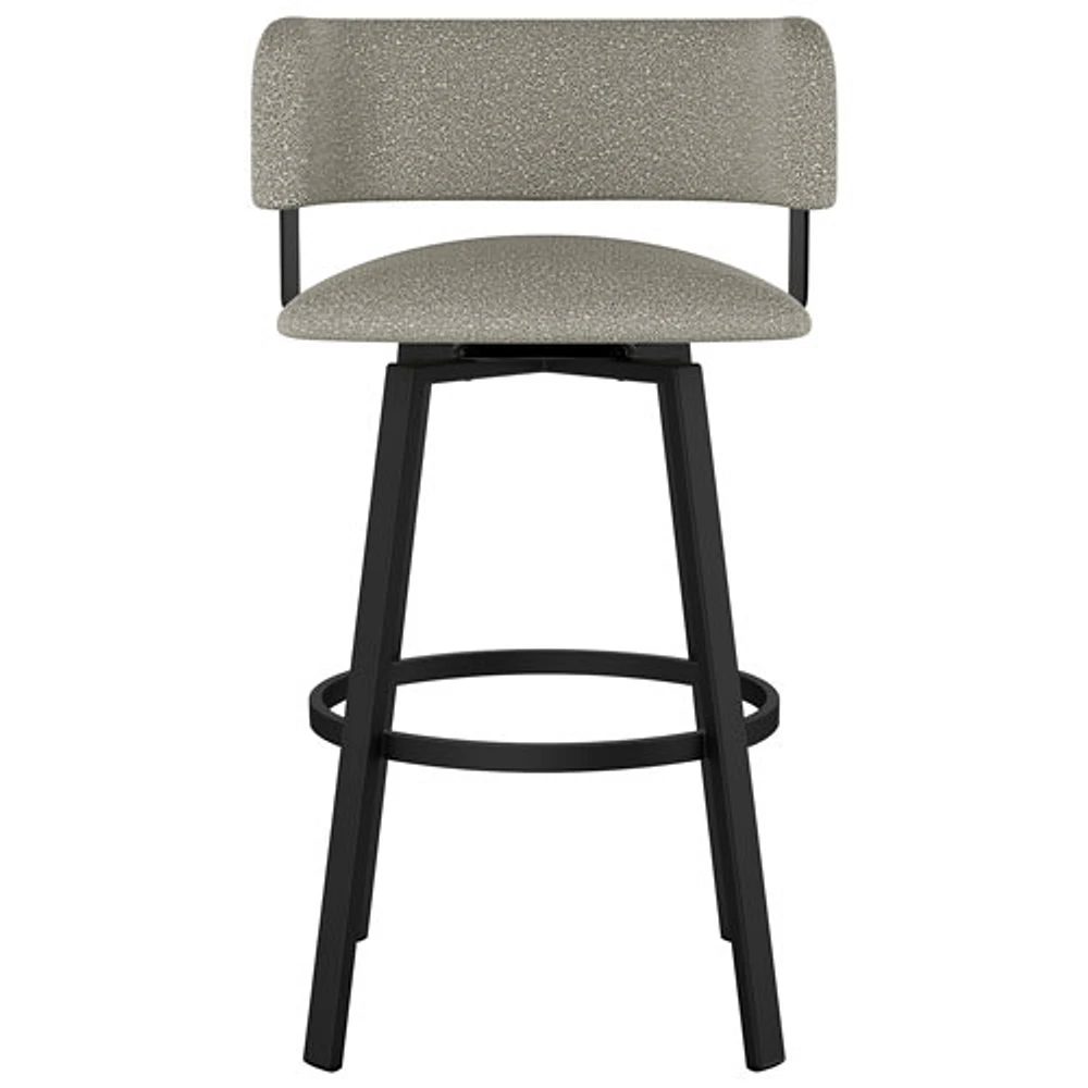 Tabouret de bar contemporain à hauteur de bar Stinson - Tissu bouclé gris beige/Noir