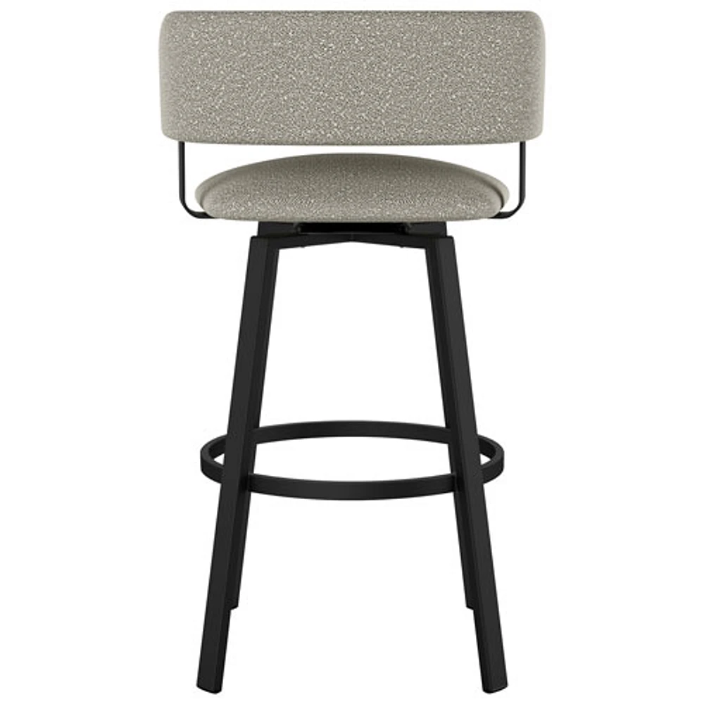 Tabouret de bar contemporain à hauteur de bar Stinson - Tissu bouclé gris beige/Noir