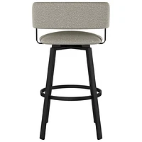 Tabouret de bar contemporain à hauteur de bar Stinson - Tissu bouclé gris beige/Noir