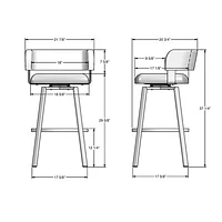 Tabouret de bar contemporain à hauteur de bar Stinson - Tissu bouclé gris beige/Noir