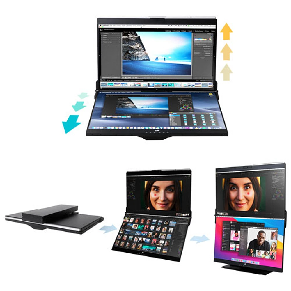 Moniteur ACL IPS HD intégrale 60 Hz de 24 po Geminos de Mobile Pixels avec temps de réponse de 14 ms gris à gris (MP-116-1001P02) - Noir