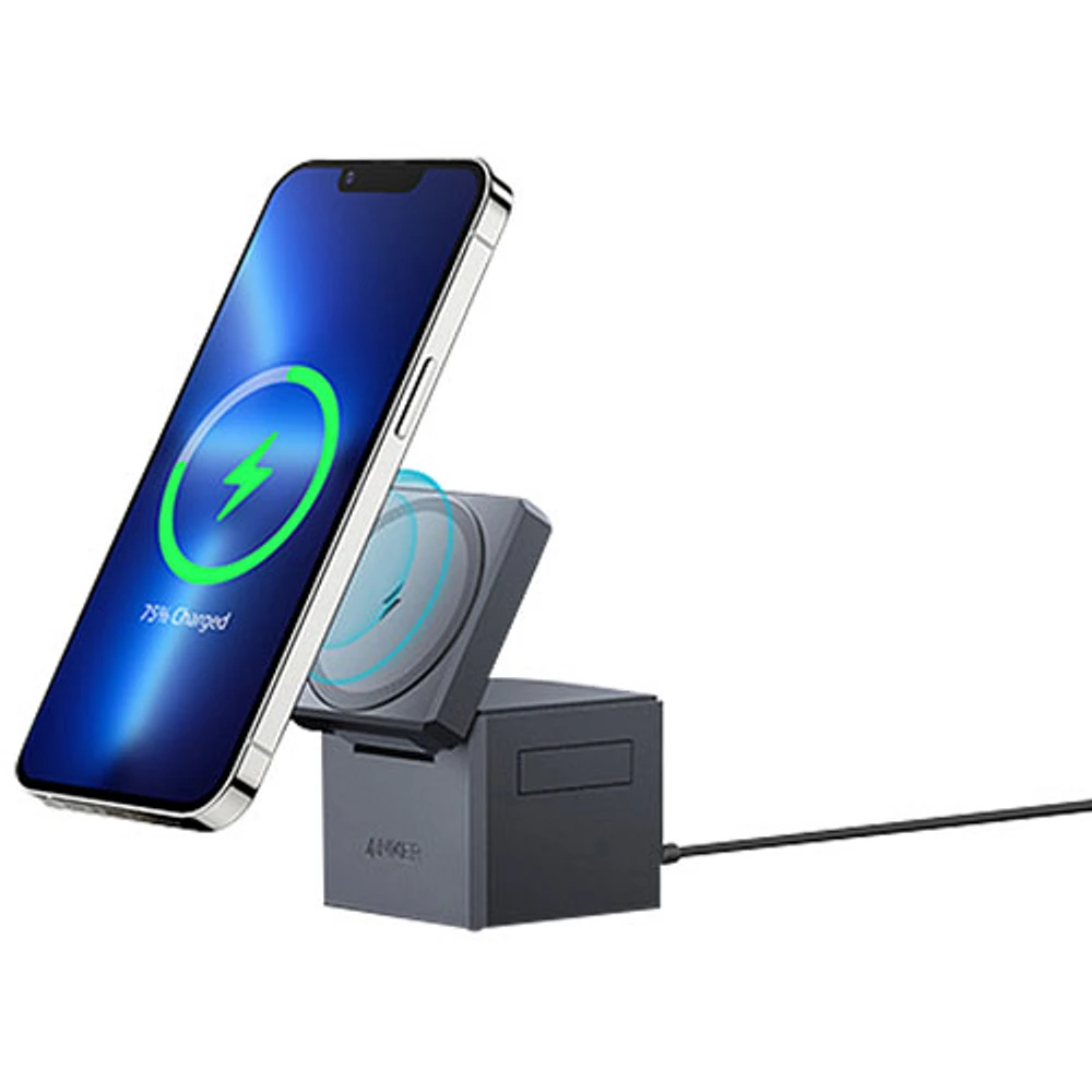 Anker 3-in-1 15W Wireless Cube Charger with MagSafe (Y1811JA1-5) - Grey