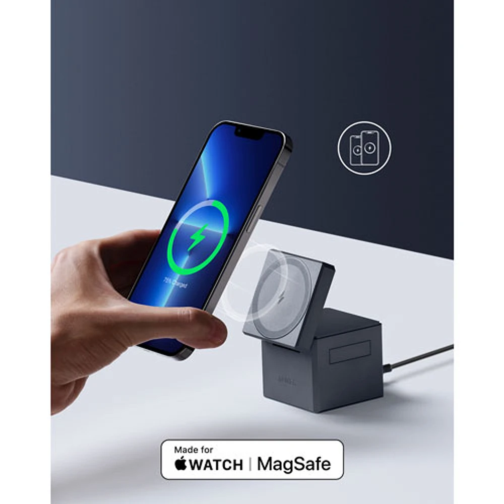 Anker 3-in-1 15W Wireless Cube Charger with MagSafe (Y1811JA1-5) - Grey