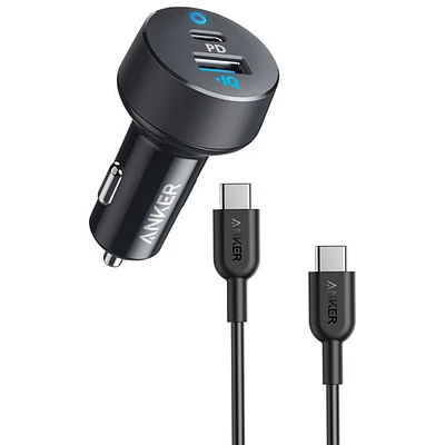 Anker PowerDrive 35W PD 2-Port USB-A/USB-C Car Charger with USB-C Cable - Black/Grey