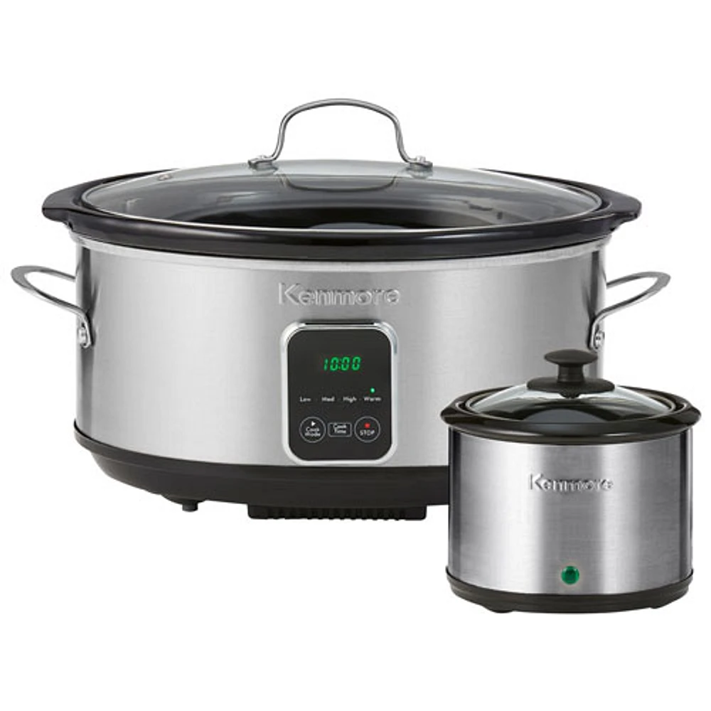 Mijoteuse programmable avec réchaud à sauce de Kenmore - 7 pte/6,6 l - Noir/Argenté