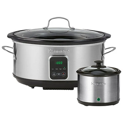 Mijoteuse programmable avec réchaud à sauce de Kenmore - 7 pte/6,6 l - Noir/Argenté