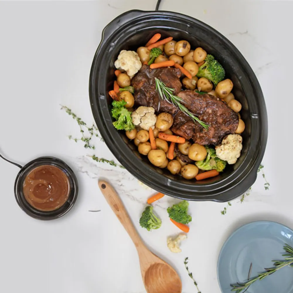 Mijoteuse programmable avec réchaud à sauce de Kenmore - 7 pte/6,6 l - Noir/Argenté