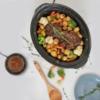 Mijoteuse programmable avec réchaud à sauce de Kenmore - 7 pte/6,6 l - Noir/Argenté