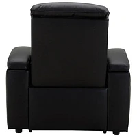 Haven Leather Power Home Theater Recliner with Power Headrests & Cupholders – Black