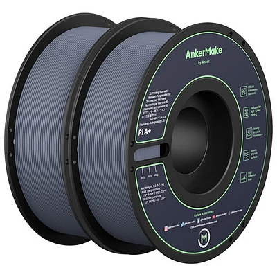 Ankermake Printing 2kg PLA+ Filament - 2 Pack - Grey