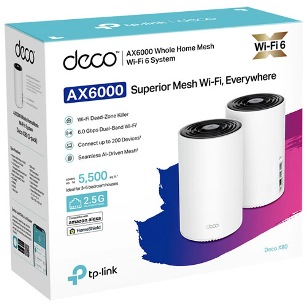 Système Wi-Fi 6 maillé de maison intégrale Deco X80 AX6000 de TP-Link - Ensemble de 2