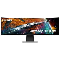Moniteur intelligent FreeSync G-Sync DELO incurvé QHD 240 Hz 49 po Odyssey OLED G9 de Samsung avec temps de réponse 0,03 ms gris à gris (LS49CG954SNXZA) - Argenté