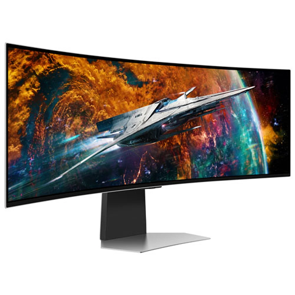 Moniteur intelligent FreeSync G-Sync DELO incurvé QHD 240 Hz 49 po Odyssey OLED G9 de Samsung avec temps de réponse 0,03 ms gris à gris (LS49CG954SNXZA) - Argenté