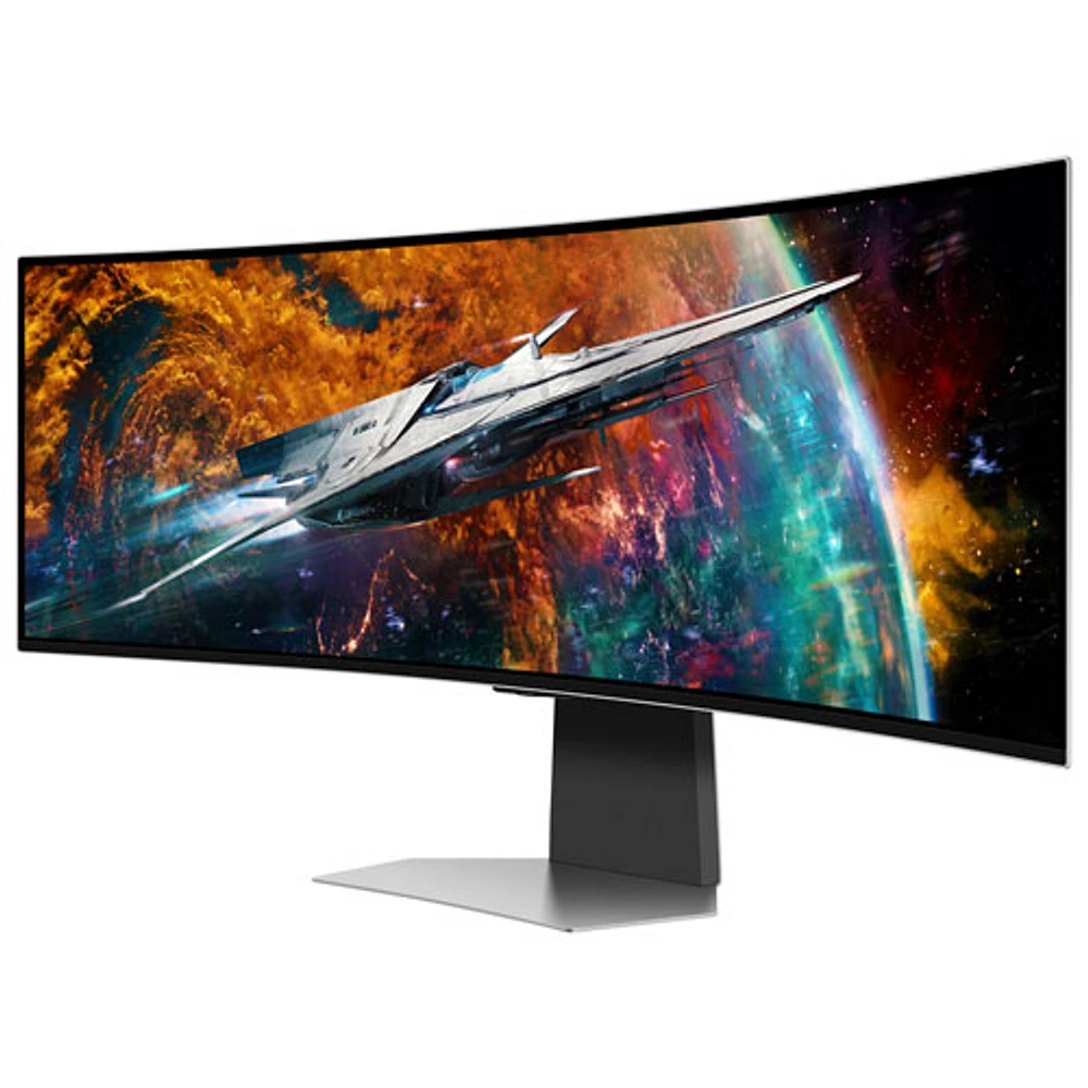 Moniteur intelligent FreeSync G-Sync DELO incurvé QHD 240 Hz 49 po Odyssey OLED G9 de Samsung avec temps de réponse 0,03 ms gris à gris (LS49CG954SNXZA) - Argenté