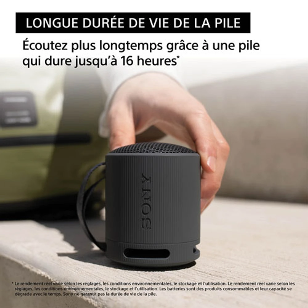Haut-parleur sans fil Bluetooth étanche SRS-XB100 de Sony - Noir